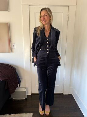 Ann Taylor Navy Velvet Tailored Trousers